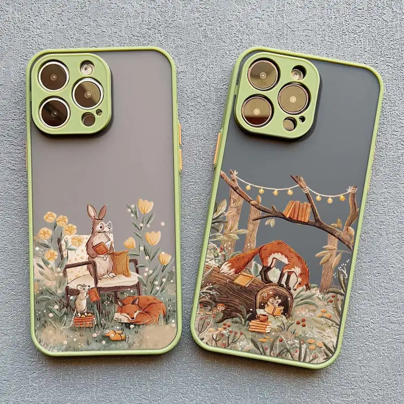 Capa de telefone à prova de choque para iPhone, Urso, Raposa, Esquilo, iPhone 11, 15, 14, 13, 12 Pro Max, XS, XR, X, 7, 8, 15 Plus