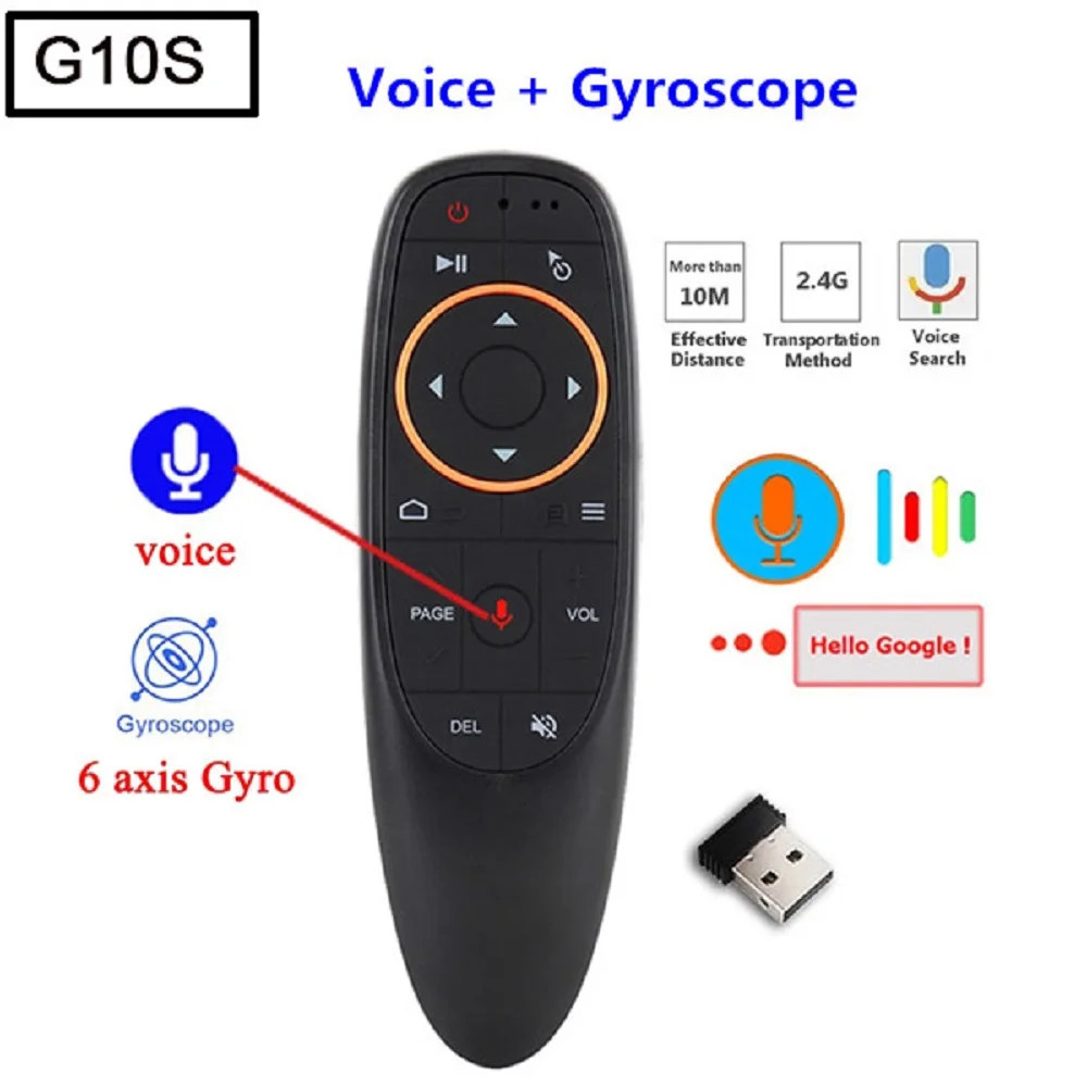 G10S PRO Voice Remote Control 2.4G Wireless Air Mouse IR Learning Gyroscope Controller For PC Android TV BOX X96 Tanix W2 X96Q