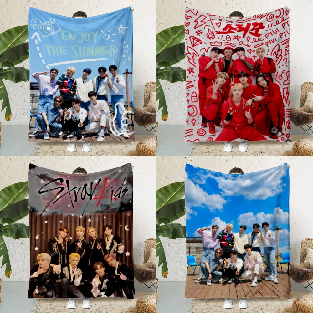 New KPOP Boys  Stray Kids Printed Blanket Picnic Blankets Warm Blanket Soft and Comfortable Blanket Home Travel Birthday Gift