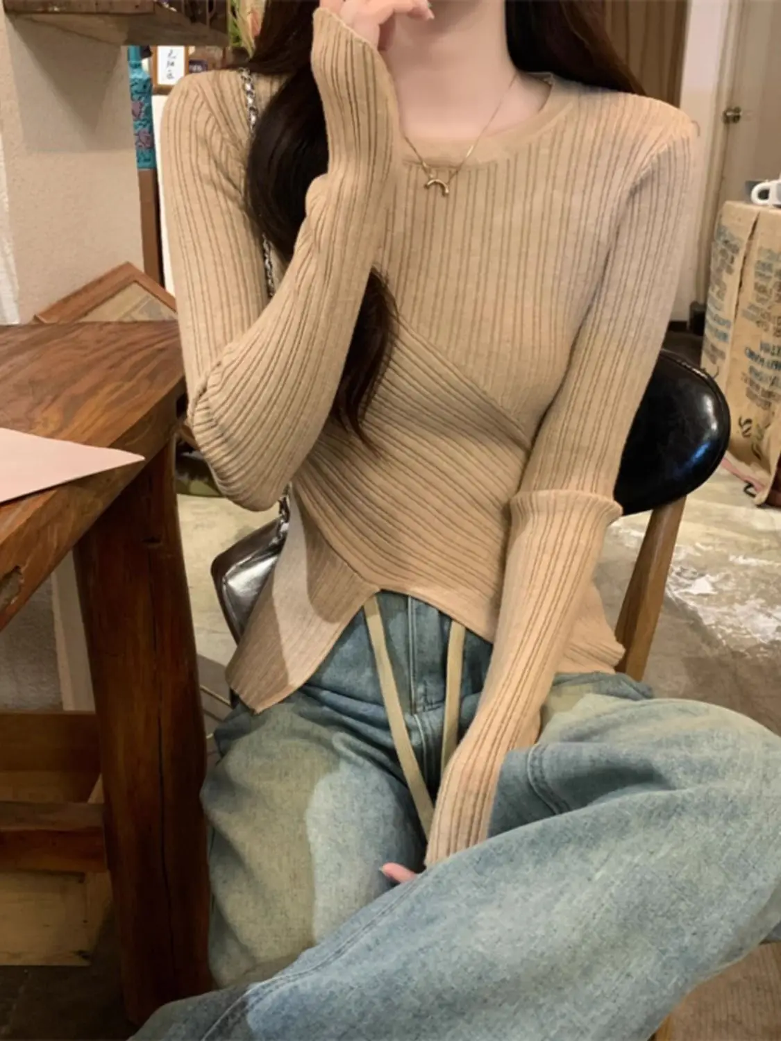 البلوزات لاعبا البلوفرات امرأة الفراء مثير نمط الخريف هامش الطبيعة أومبير طوق نغمي دافئ أنيق لينة الموسمية العادية OL