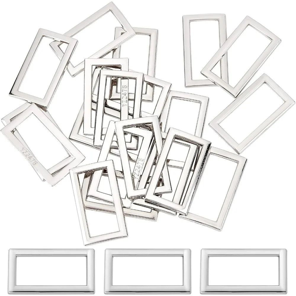 

1 коробка, 20 шт., металлические плоские прямоугольные кольца, внутренняя длина 25 мм, сверхпрочная петля с пряжкой из серебряного сплава для багажа, сумки, рюкзаков, кошельков