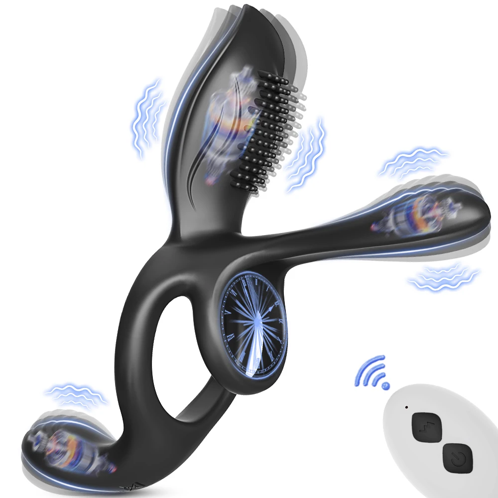 Vibrating Cock Ring for Men Male Ejaculation Delay Erectile Penis Ring G-Spot Clitoris Anal Stimulator Adult Sex Toy for Couples