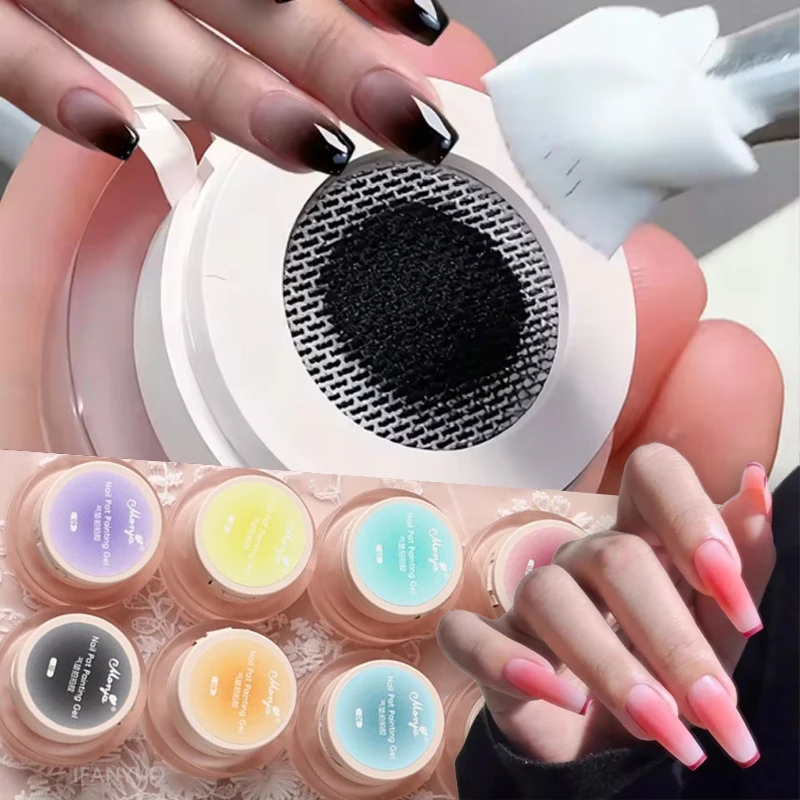 Gradient Nail Air Cushion Patting Gel High Gloss Ombre Patting Gel Polish Blush Blooming Aura Manicure UV Nail Polish Salon Tool