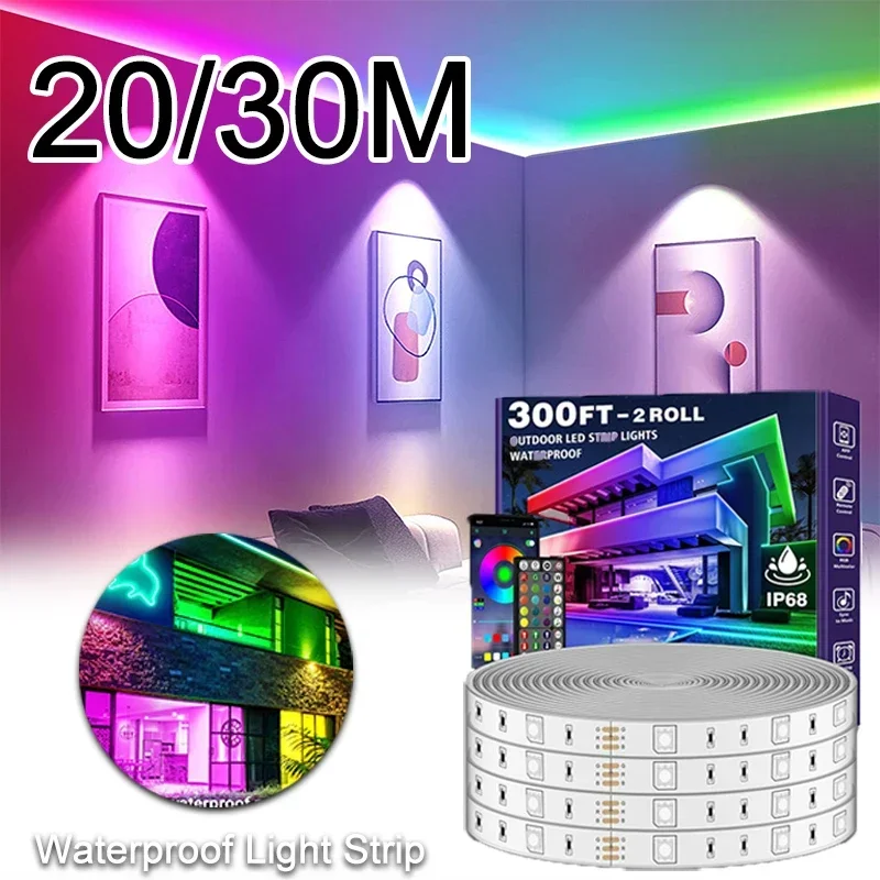 

300ft Outdoor LED Strip Lights Waterproof,IP68 Outside Led Light Strips Waterproof with App Remote Control,Music Sync Gaming