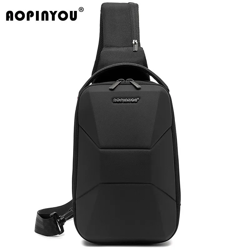 

USB port, New high-end hard-shell men's chest bag,waterproof lightweight single-shoulder crossbody bag, heren tassen schouder