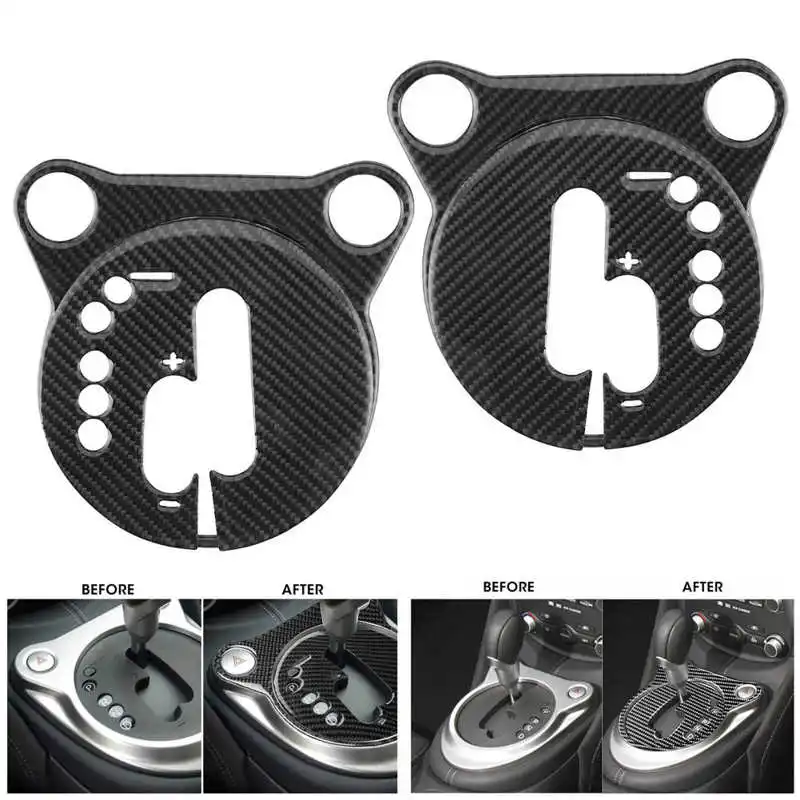 

2 шт., внутренняя крышка панели коробки переключения передач из углеродного волокна, установка автомобиля, подходит для Nissan 370Z Z34 2009-2020, автоаксессуары
