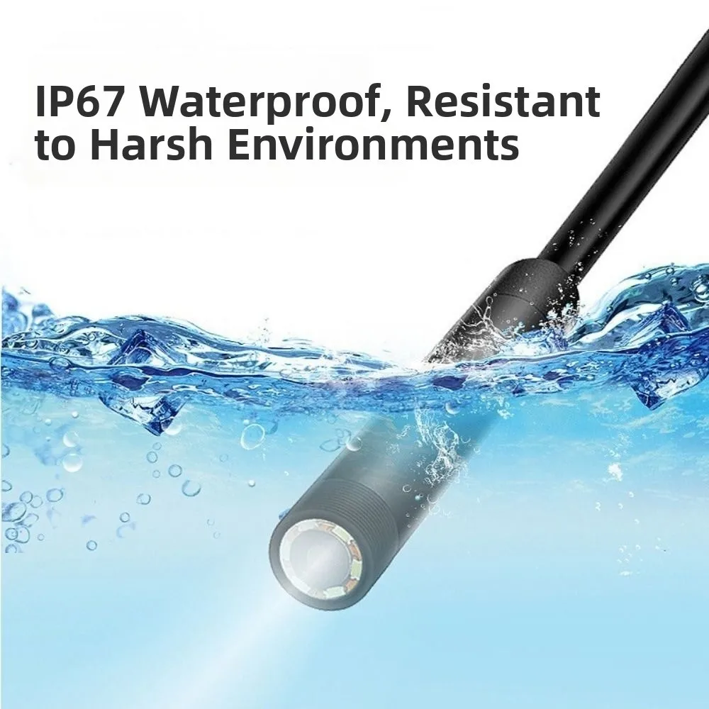 IP67 Waterproof Type-C Endoscope Camera Adjustable Brightness Flexible Design Inspection Camera 6 LED Lights Video Recording