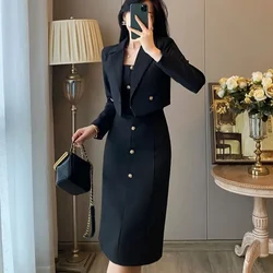 Long Sleeve Office Suits Female Outfits Dress Sexy Midi Women's Two Piece Set Formal Occasion New in Matching Sets The Same Full