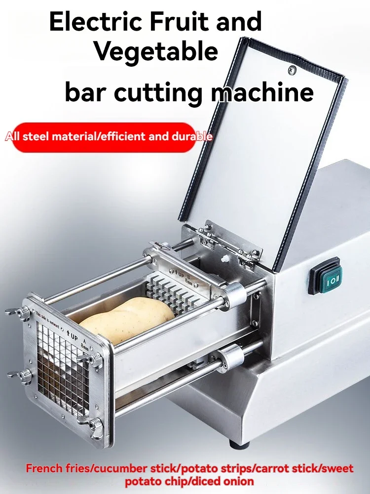 Commercial Electric Potato Slicer French Fry Machine Cucumber Radish/ Lettuce/Sweet Potato/ Long Strip Cutting Pushing Machine