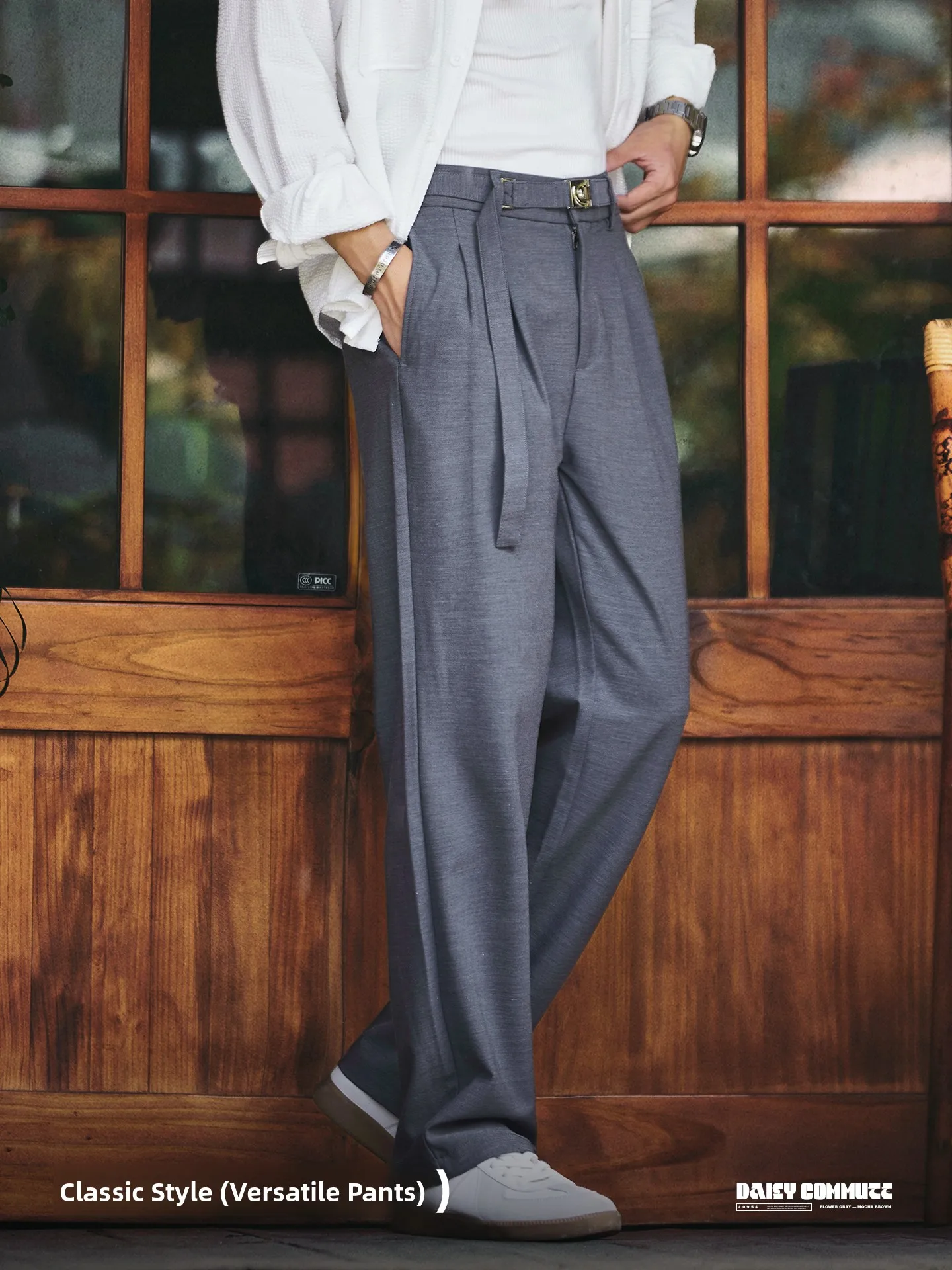 Casual Commuter Wide Leg Men's Trousers Loose Slimming Spring Autumn New Style Fashionable Polyester Viscose Spandex Blend