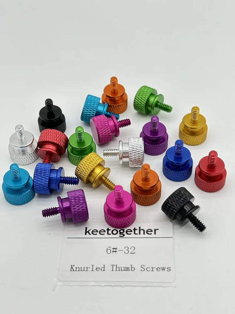 10pcs 6#-32/M3.5 Colourful Computer Case Side Panel Hard Disk Hand-tighten Screw Aluminum Knurled Step Thumb Screws Anodized