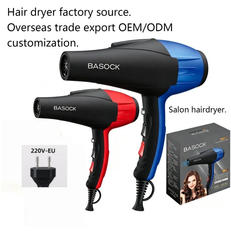 Professional Salon Quick Drying Hair Dryer 220V Hair Salon Household High-Power Blue Light Negative Ion Hair Styling Tool EU Plu