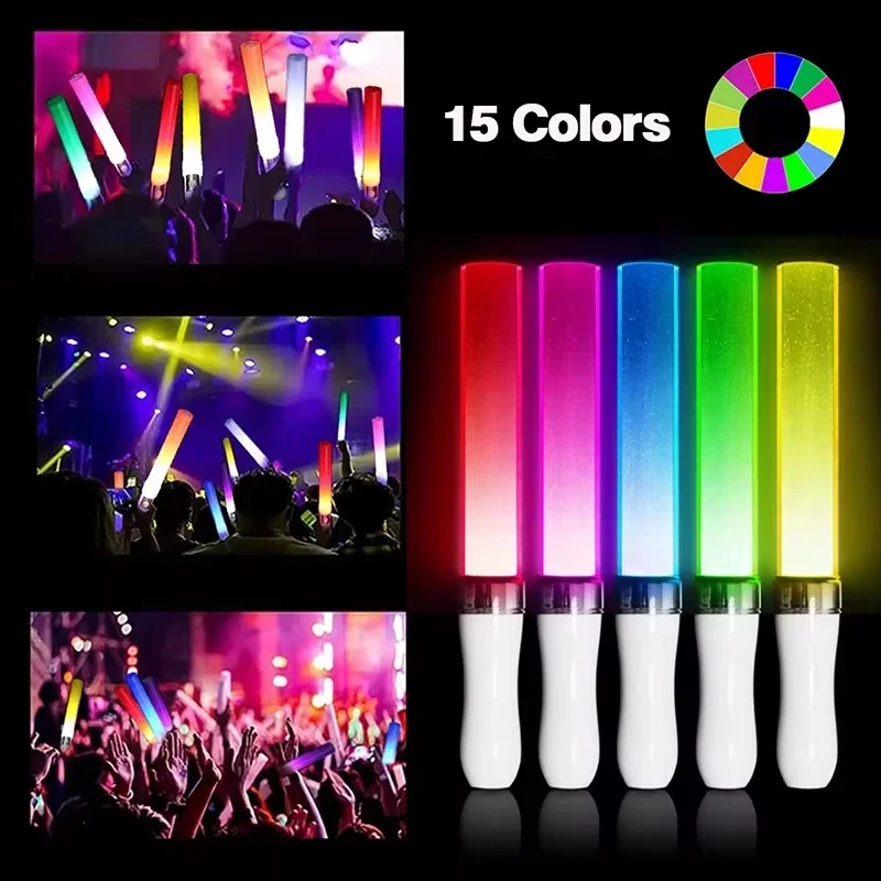 1H15 Colors Kpop Lightsticks Light Glow Sticks Luminous Rod Concert Glow Stick Glowing Materials for Idol Concert Birthday Party