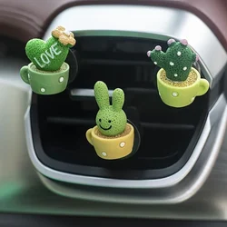 4PCS/Set Animal Cactus Small Potted Plant Car Interior Accessories Resin Decoration Air Conditioner Air Vent Centre Console