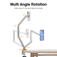 Desktop Adjustable Rotating Stand Bed Clip Bedside Magnetic Lazy Phone Holder Folding Cantilever Bracket for Iphone Samsung