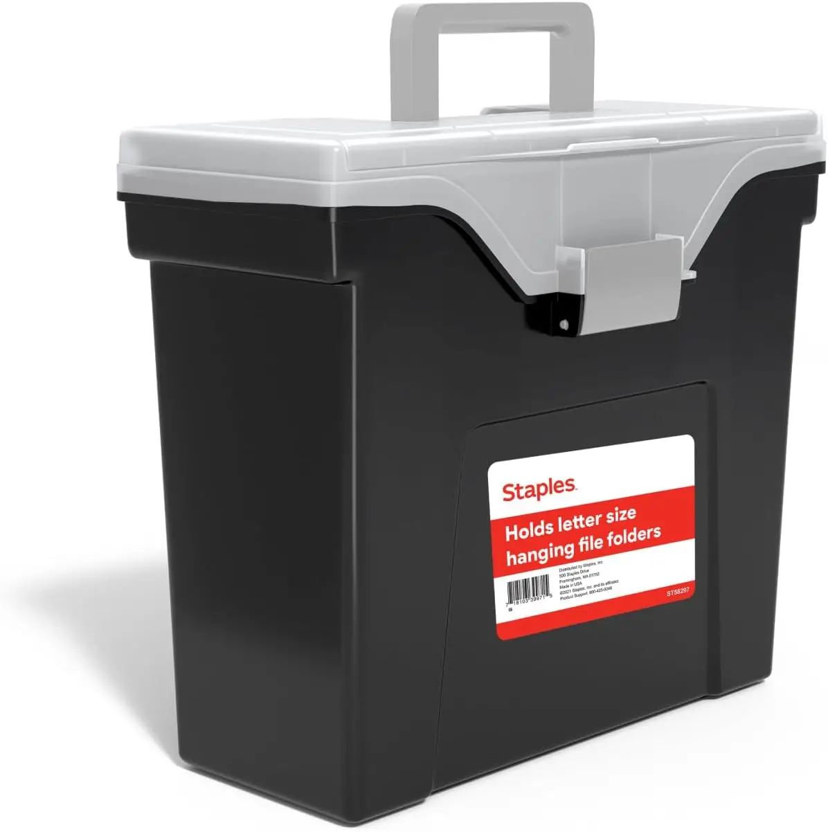 

Portable File Box, Letter Size Storage Organizer with Lid and Handle, Black