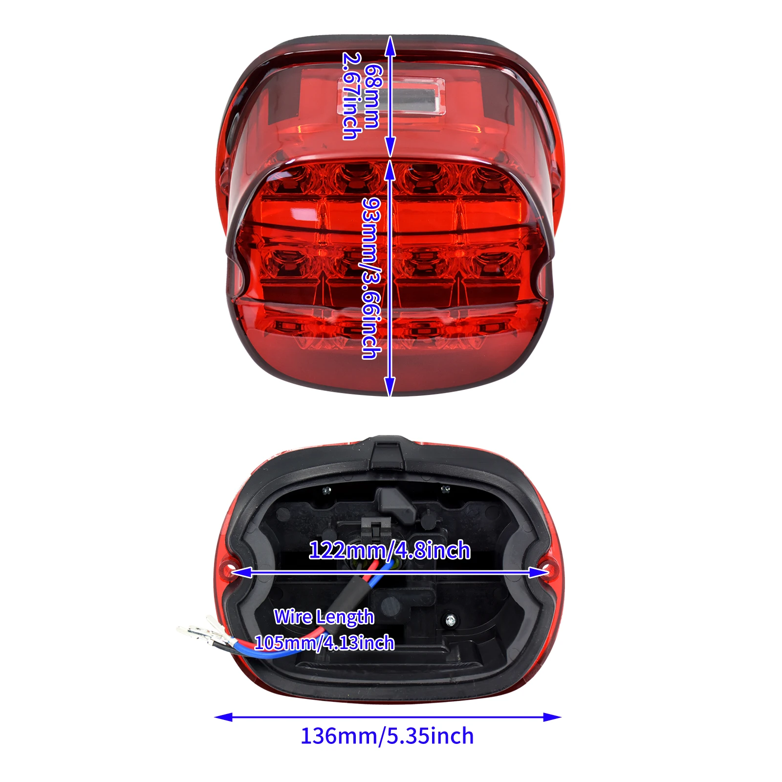 Motorcycle LED BrakeTail Light License Plate Rear Run Stop Lamp Taillight 12V For Harley Dyna Touring Glide Sportster XL1200 883