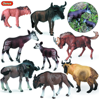 Oenux Classic Wild African Animals Simulation Okapi Wildebeest Action Figure Figurines PVC Model Education School Kid Toys Gift