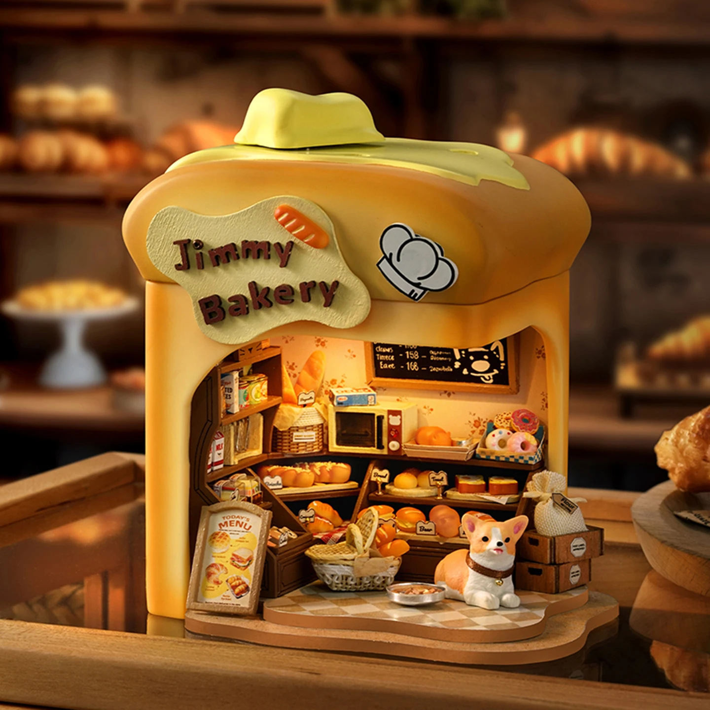 Mini Bakery Dollhouse Kit 3D Jigsaw Assembly Model DIY Handmade Set, Bedroom Decoration Wooden Crafts Girl Toys Birthday Gift