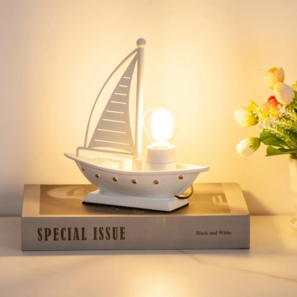 Creative Table Lamp Sailboat Lighting Decoration Bedroom Living Room Atmosphere Night Lights