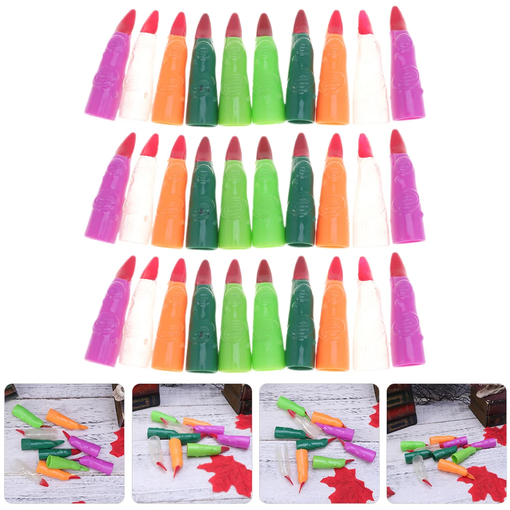 100 Pcs Fake Nails Finger Witch Fingers Costume Halloween Masquerade Clothing Prank Witches Plastic Props for Cosplay