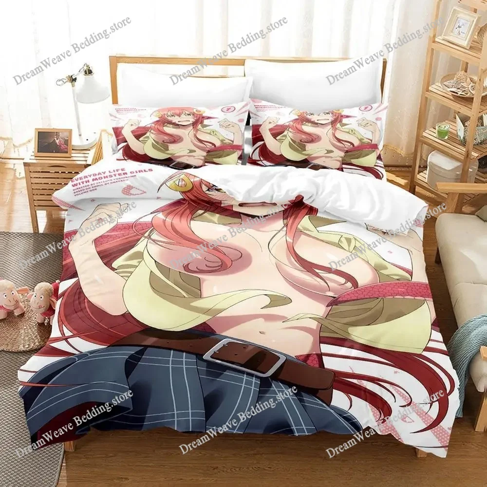 

New Monster Musume Everyday Life With Monster Girls Bedding Set Cartoon Anime Adult Kid Bedroom Duvet Cover Sets Luxury Gift