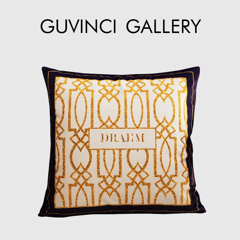 

GUVINCI Golden Circles Rhombus Greece Pillowcase Modern Abstract Geometric With Antique Gold Print Cushion Cover Dropshipping