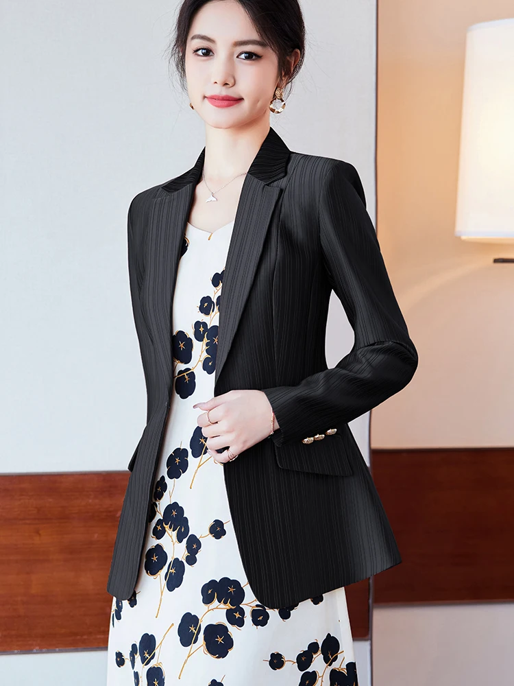 Fashion Ladies Blazer Women Black Blue Red Yellow Long Sleeve Female Business Work Wear Slim Formal Jacket For Autumn Winter