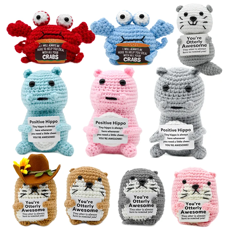 AnimalSeries - Muñeco de Ganchillo de Animales Acuáticos de Energía Positiva, Adorno Decorativo Tejido a Mano, Tarjeta de Ánimo, Mini Decoración de Escritorio, Regalo