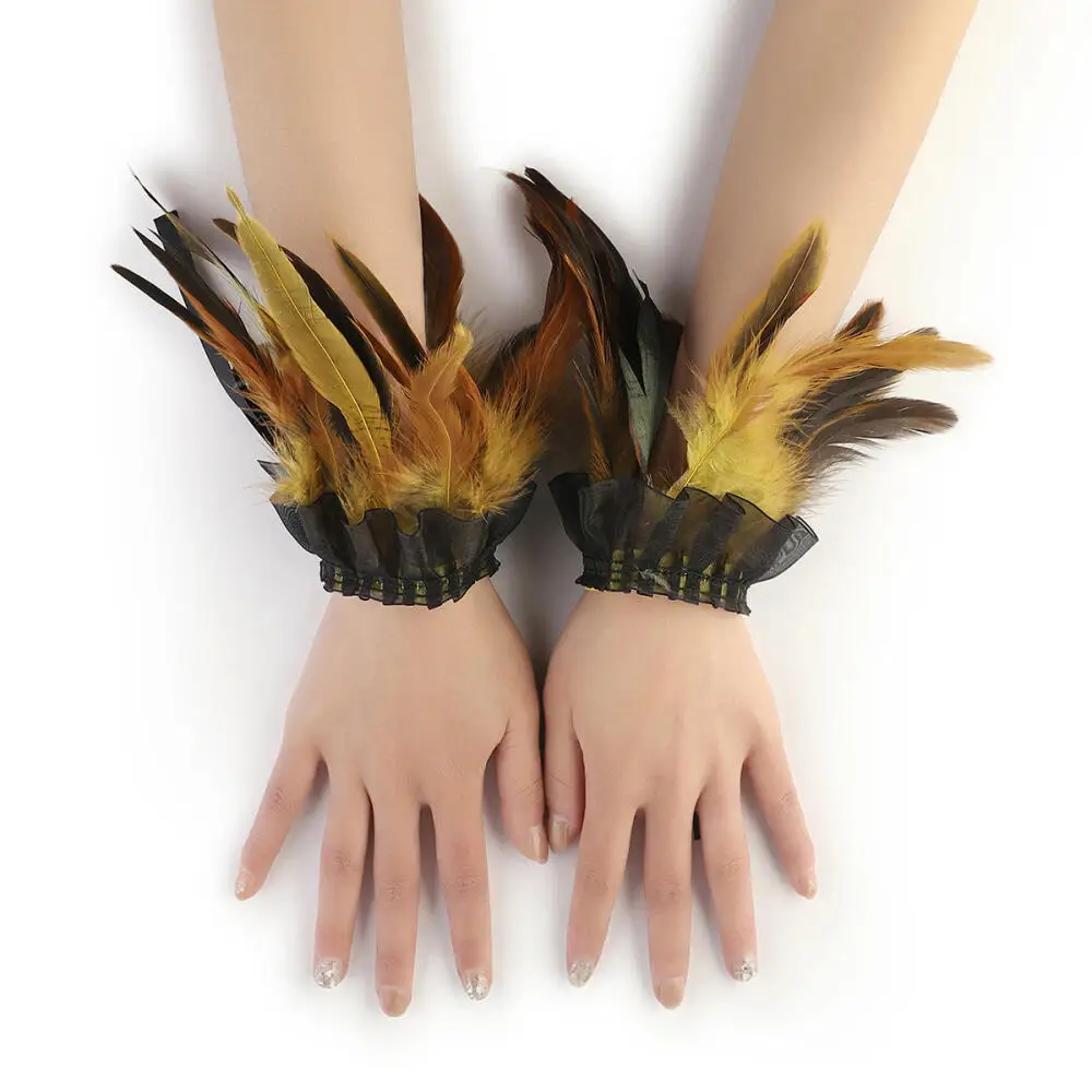 Eather Bracelet Halloween Performance Ball Lace Feather Bracelet Gothic Style Feather Wrist Accessories
