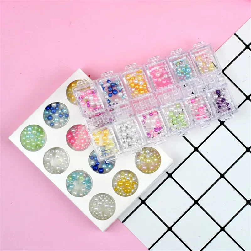 12 Holes Slime Soft Pottery Fruit Slice Pearl Sequin Sprinkles Filler Children Toys Modeling Clay DIY Accessories Nail Art Tips