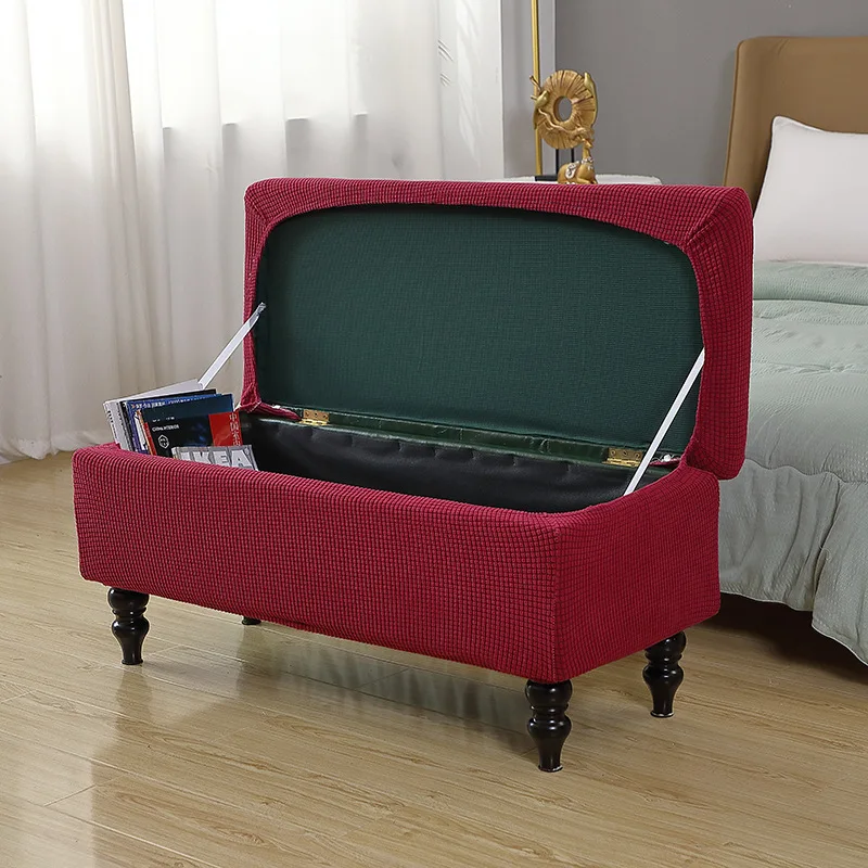 Stretch Fleece Storage Ottoman Cover Flip Top Footstool Sofa Pouf Tiger Chair Slipcover