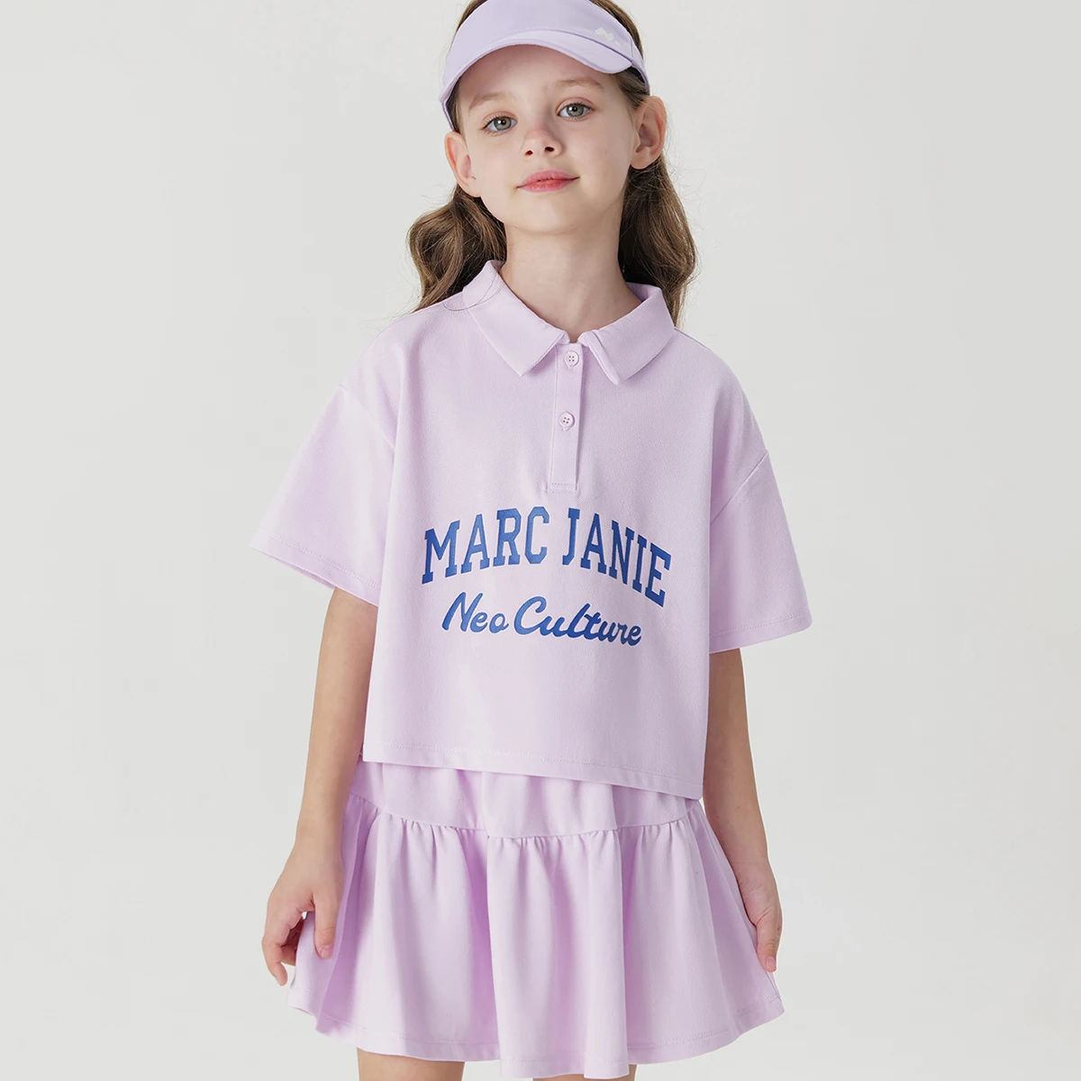 MARC&JANIE Girls Vibrant Campus Polo Short Sleeve Set for Summer 240767