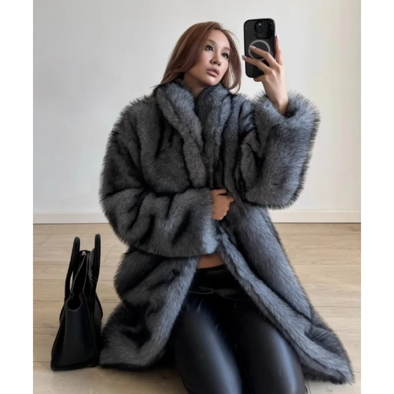 Women's winter Tops Coat Faux Fur Fur Collar Long Versatile Skinny Comfortable Loose Casual Design Fashion Soft Niche Skinny New
