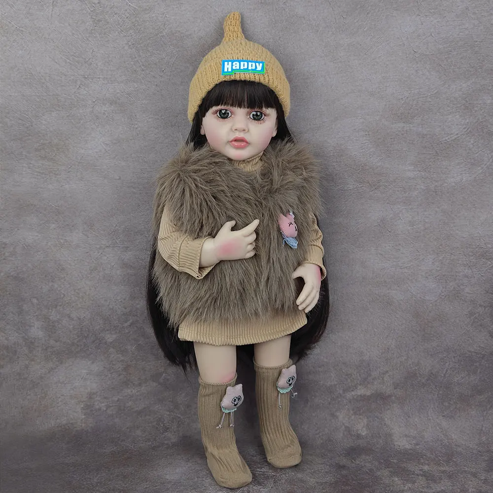 55 cm 22 pollici realistica bambola rinata con corpo in silicone completamente morbido vivo neonato Bebe bel vestire giocattolo regalo di compleanno