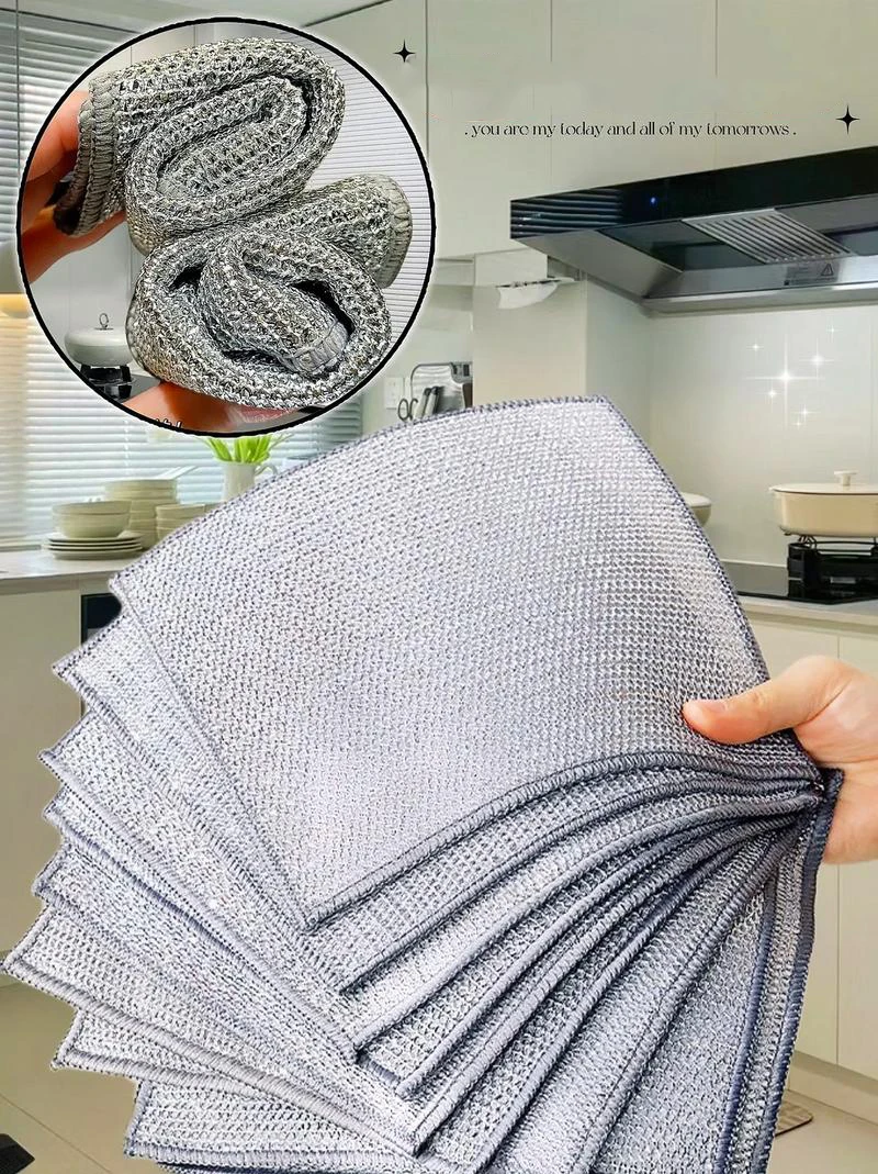 20/1Pcs Magic Cleaning Cloth Thickened Double-sided Metal Steel Wire Rags Kitchen Microwave Stove Pot Washing Dish Cloths Towel