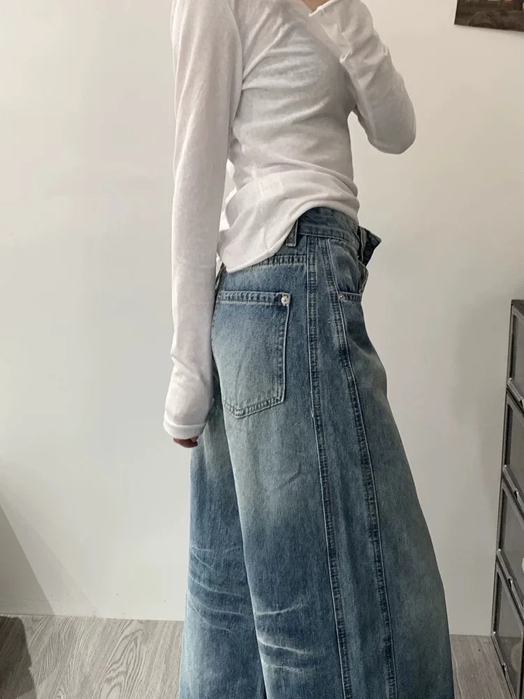 Baggy Jeans Women Causal Streetwear High Waist Korean Fashion Aesthetic Mopping Retro Trousers Temper Korean Fashion Daily Ins