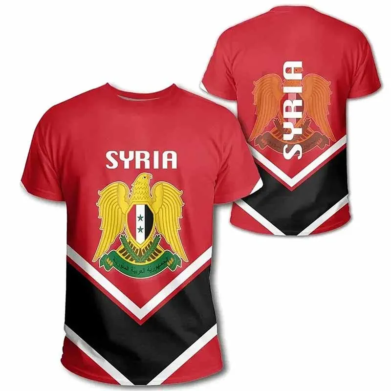 سوريا كرة القدم الرياضية ثلاثية الأبعاد طباعة تي شيرت الرجال/النساء س الرقبة قصيرة الأكمام التي شيرت عادية المتضخم تيز القمم الشارع الشهير الاطفال الملابس