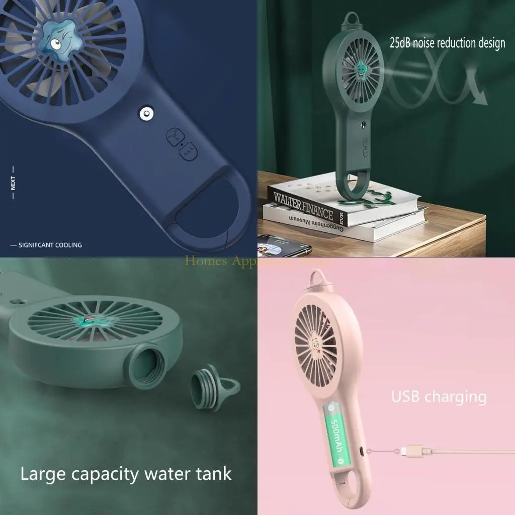 

D0AB Портативный портативный портативный вентилятор Mini Mini Личный USB -спрей увлажнитель USB с гибким зажимом 3 передачи для