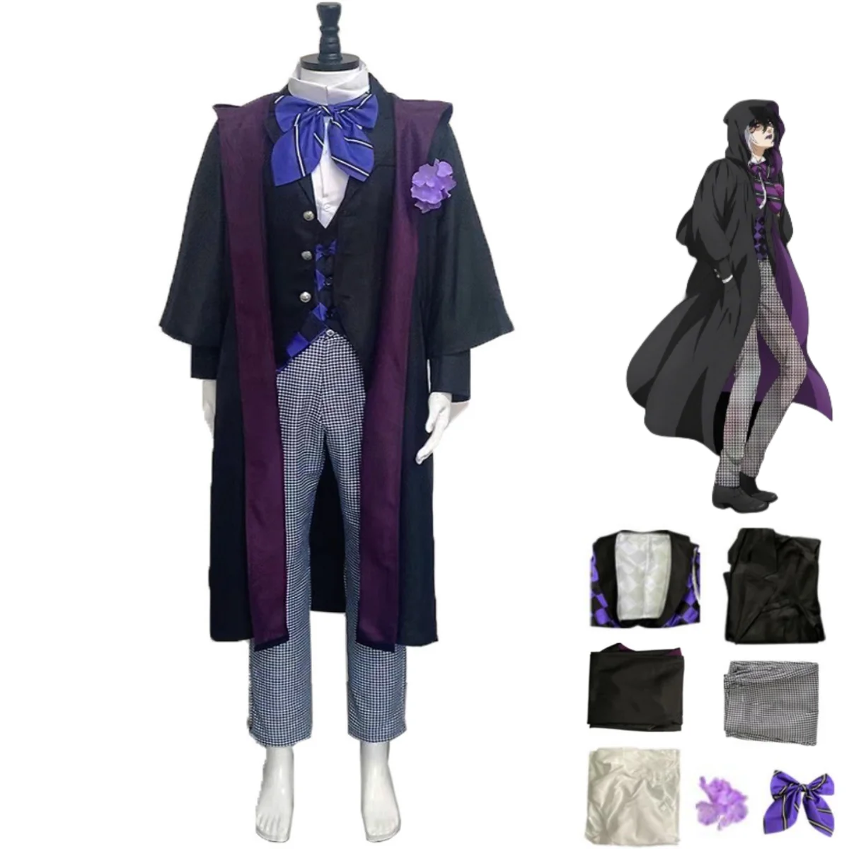 

2024 New Black Butler Public School Series P4 Gregory Violet Cosplay Costume Kuroshitsuji School Uniforms Man Carnival Suit