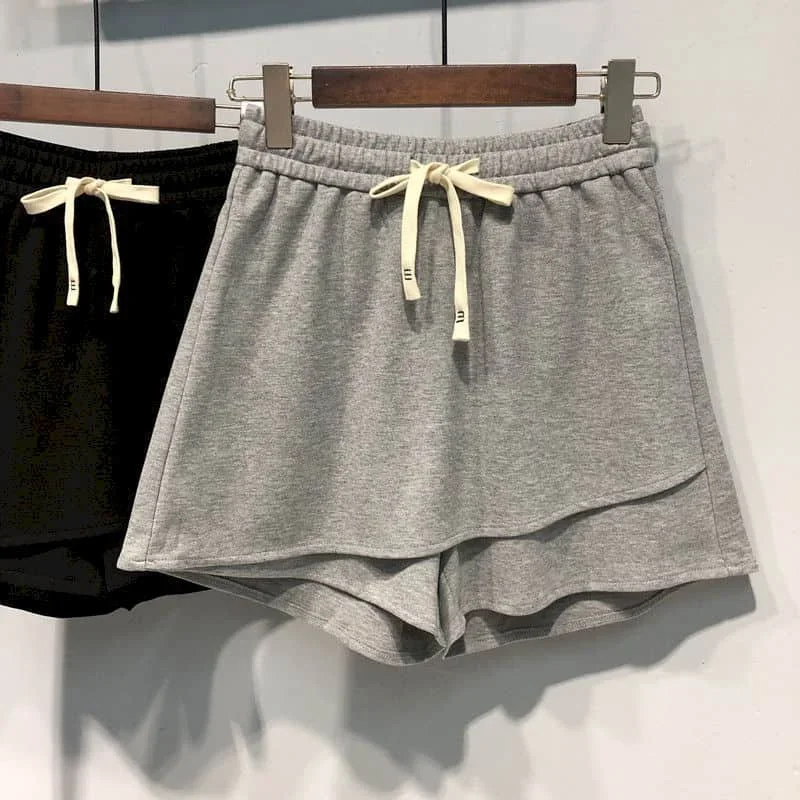 

Однотонные шорты, женские повседневные свободные широкие шорты в стиле сафари, искусственные брюки-кюлоты с эластичной резинкой на талии, уличная женская одежда