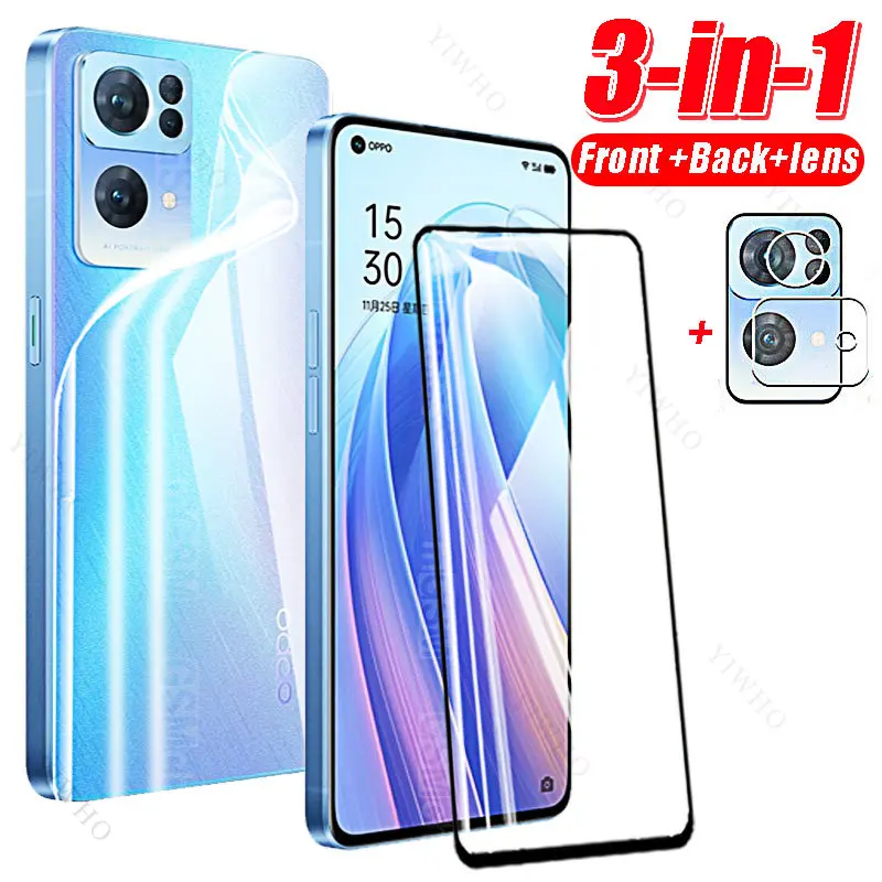 3in1 for OPPO Reno7 5G Screen Protector Hydrogel Film for Oppo Reno 7 Reno8 SE Pro Plus Lite Z 4G 5G Camera Lens Back Film Glass