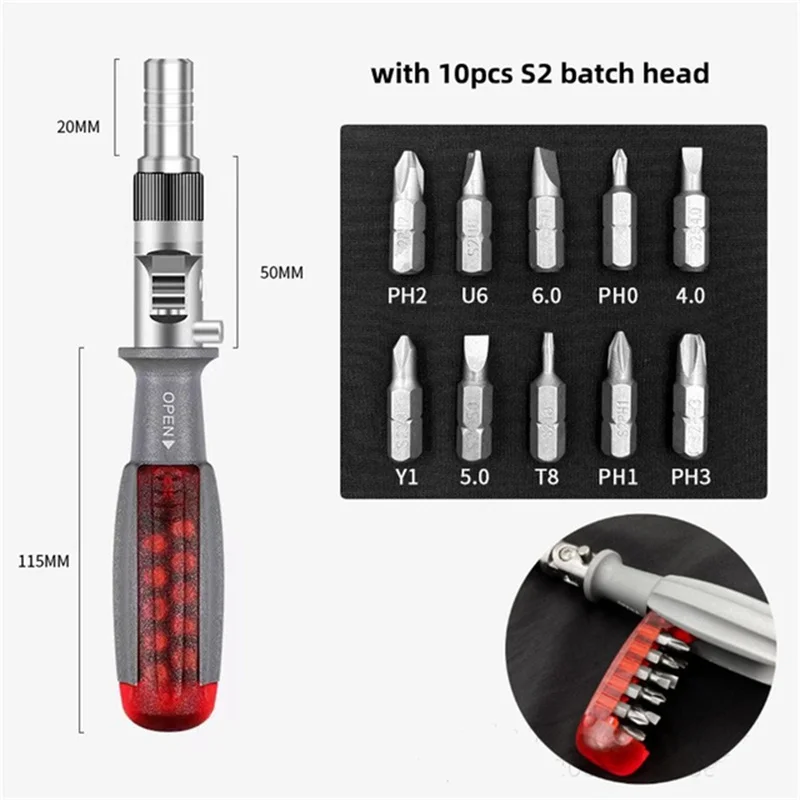 11 In 1 Multi Angle Elbow Ratchet Screwdriver Foldable Multifunctional Screwdrivers Set Professional Electrician Hand Tools