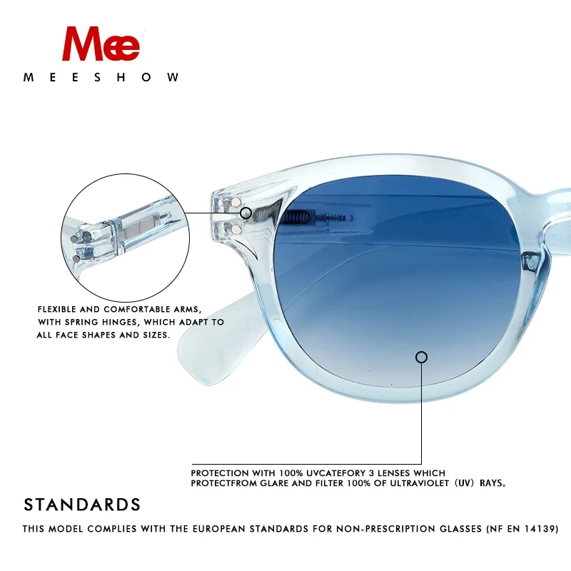 Meeshow Design Classic Men Women Retro Fashion Sunglasses crystal Chic Round Frame 100% UV Protection Nylon Lens Sun glasses - Image 3