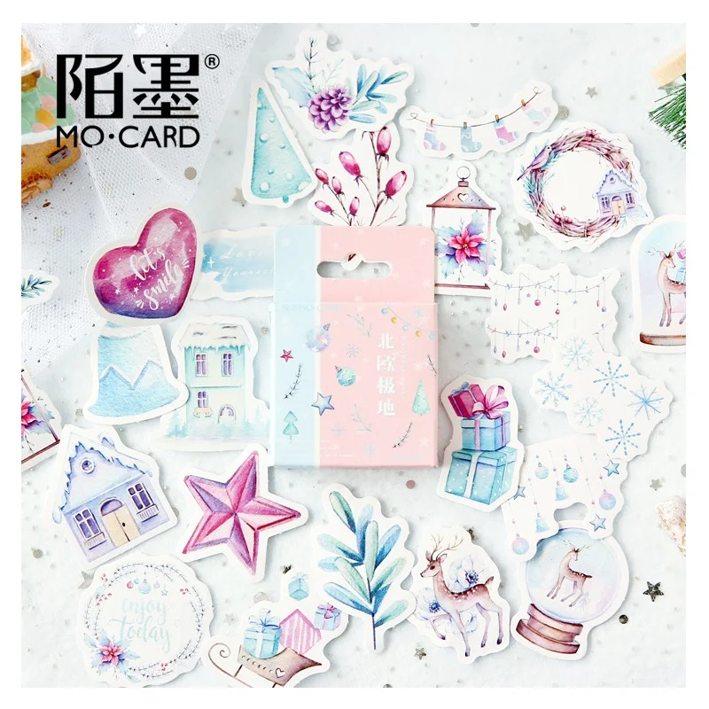 46 Pcs/Set Novely Nordic Polar Series Adhesive Stickers DIY Diary Scrapbooking Sticker Christmas Decoration