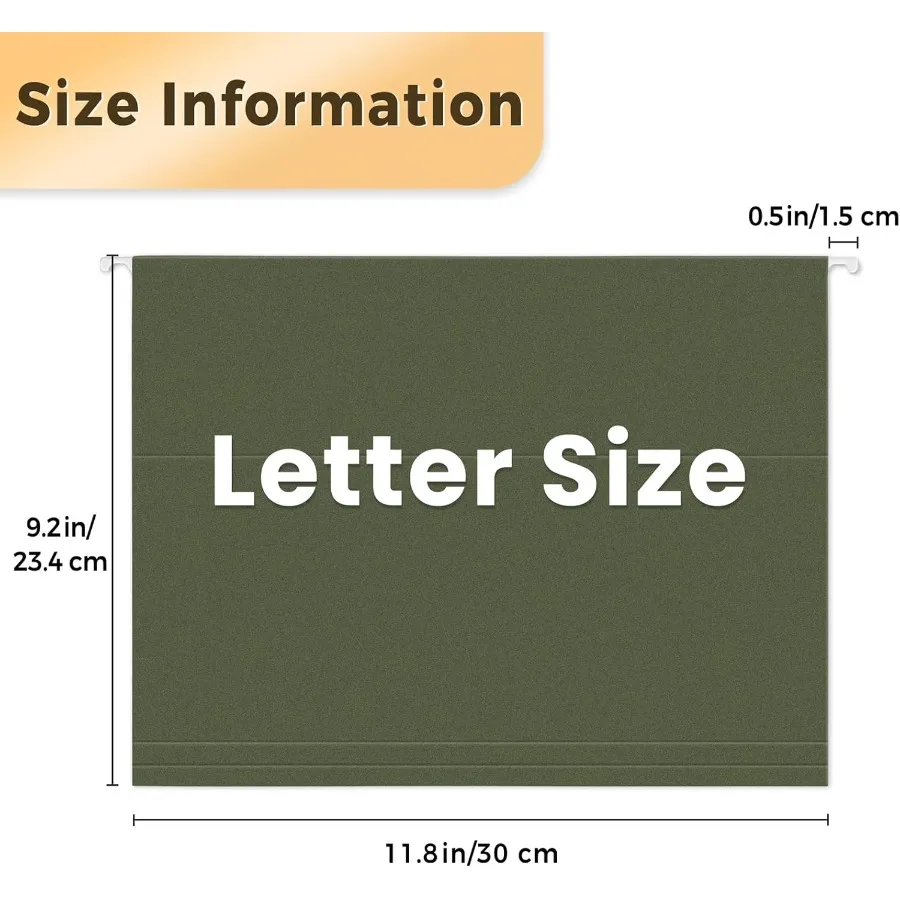 مجلدات ملفات معلقة من SUNEE مكونة من 25 قطعة من مجلدات التعليق المقواة بحجم الحروف مع علامات تبويب 1/5 قطع قابلة للتعديل مثالية لتخزين الملفات الضخمة