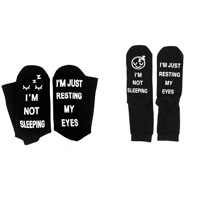 

Unisex Funny Sayings Cotton Socks Novelty I Am Not Sleeping Just Resting My Eyes Letters Hosiery Birthday Santa Gifts