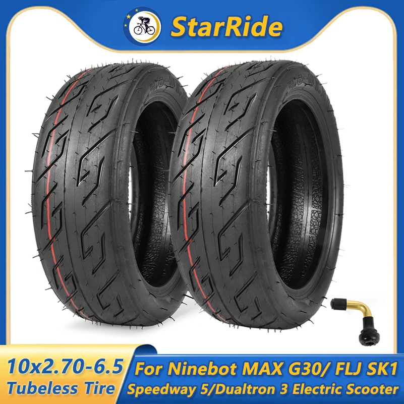 

Бескамерная шина 10X2.70-6.5 с вентилями для Ninebot MAX G30, FLJ, SK1, Speedway 5, Dualtron 3, 10-дюймовых самокатов, размеры 70/65-6.5, 60/70-6.5