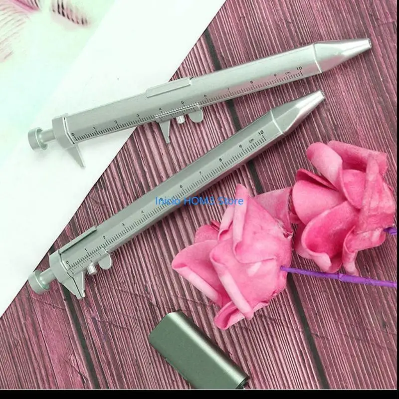 A5YD 2 PCS 휴대용 버니어 캘리퍼 블랙 및 블루 잉크 볼 볼드 포인트 측정 도구 플라스틱