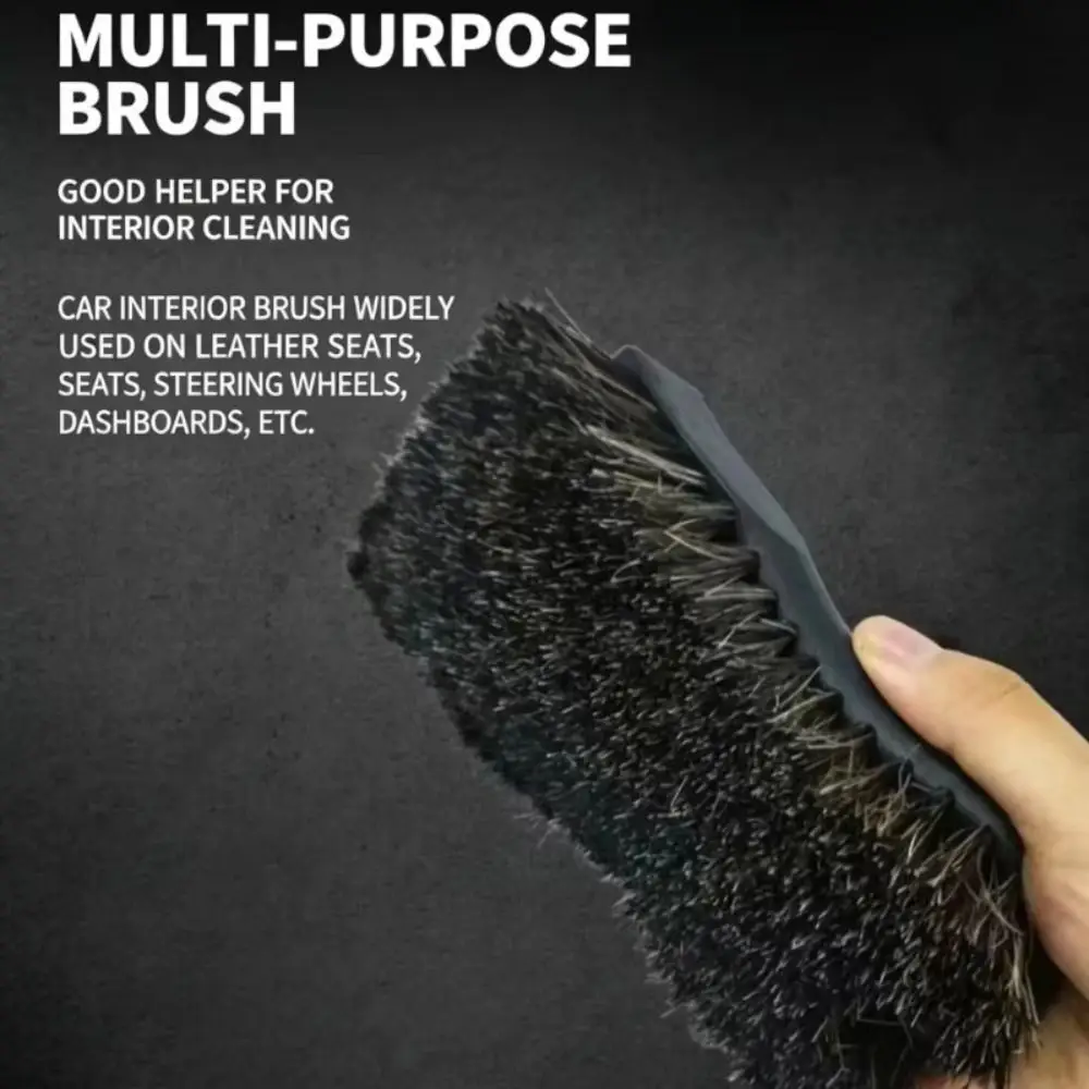 Genuine Horsehair Car Detailing Brush Soft Bristles Gentle On Surfaces Car Interior Brush Ergonomic Handle Non-Scratch Design